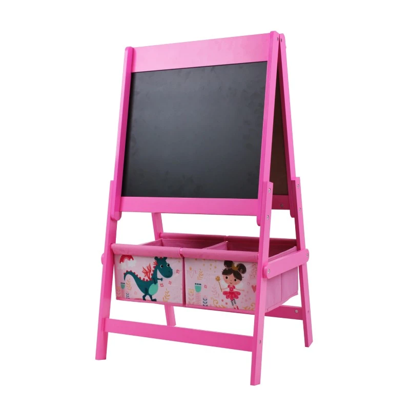 Детска Дървена Дъска на Стойка, Двустранна за Учене, Рисуване и Съхранение - DREAMS